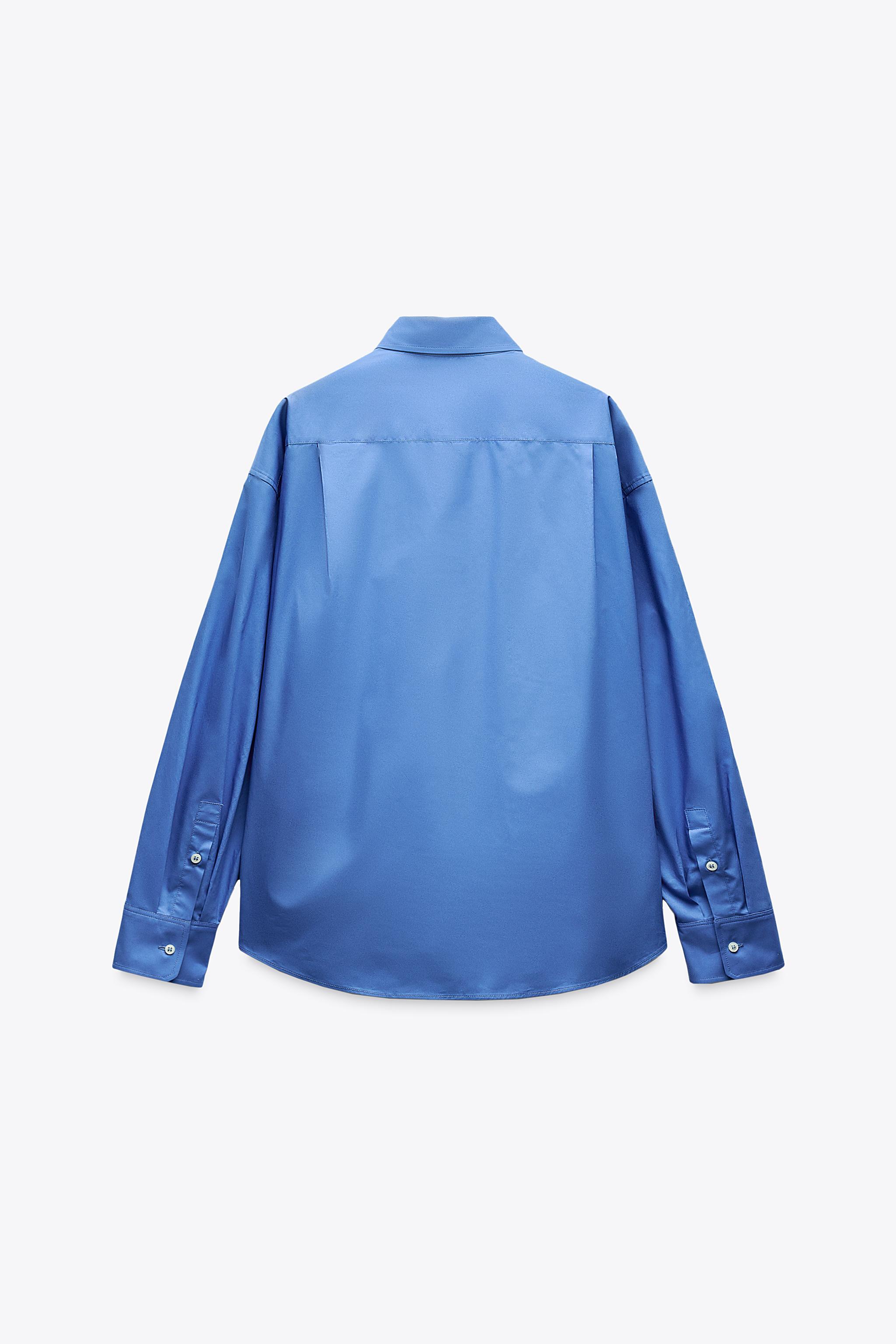ZW COLLECTION オーバーサイズ ポプリンシャツ - ブルー | ZARA