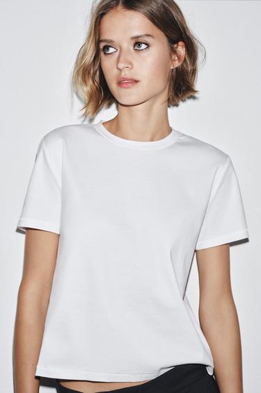 CAMISETA ALGODÓN MERCERIZADO - Blanco de Zara