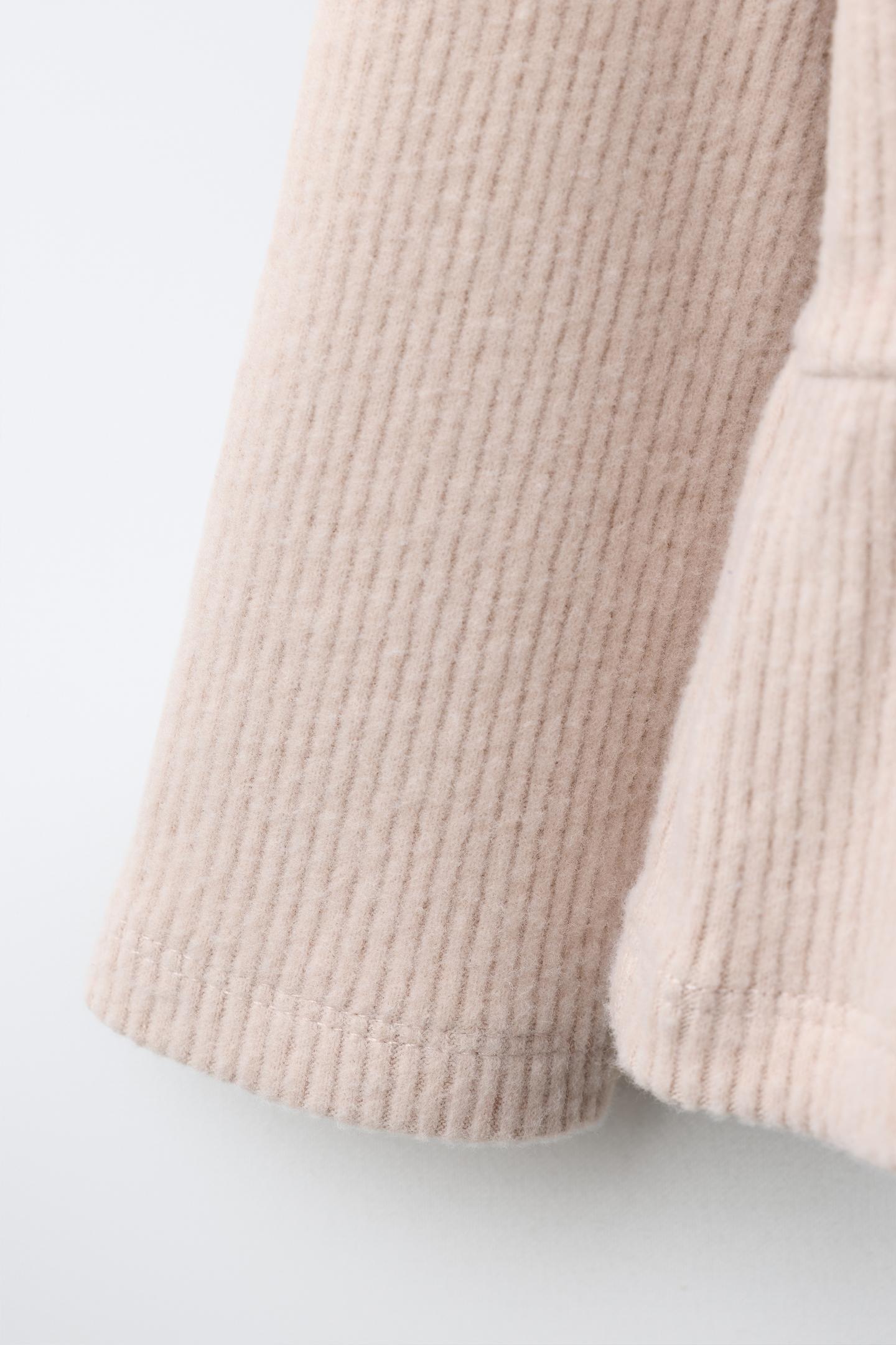 Детская футболка Zara Soft Touch Ribbed Peplum, цвет: Бежевый — фото 4