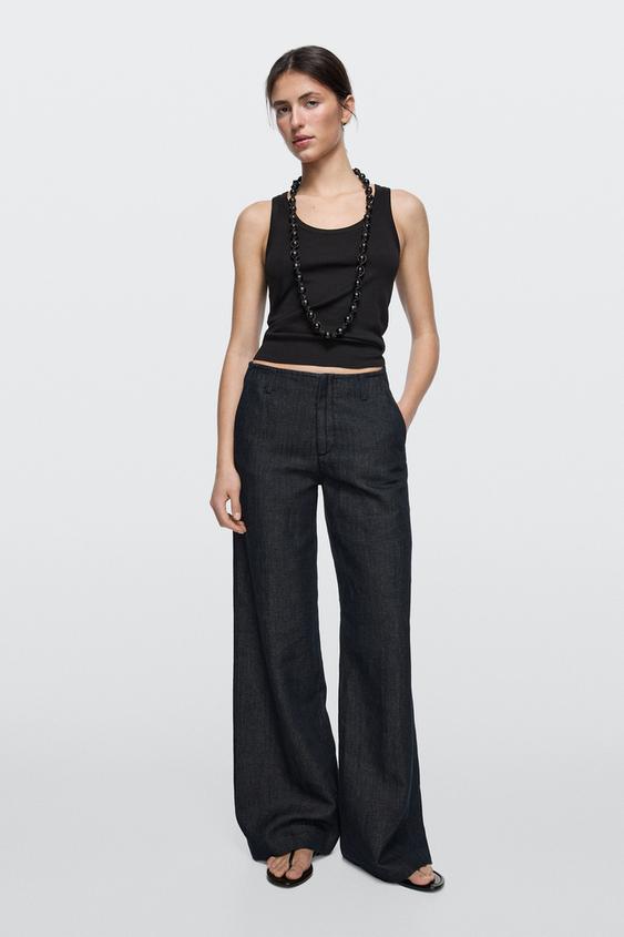 Wide-leg linen blend trousers from Zara - $130