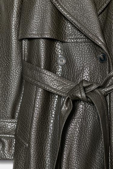 FAUX LEATHER COAT - Khaki by Zara - Image 8