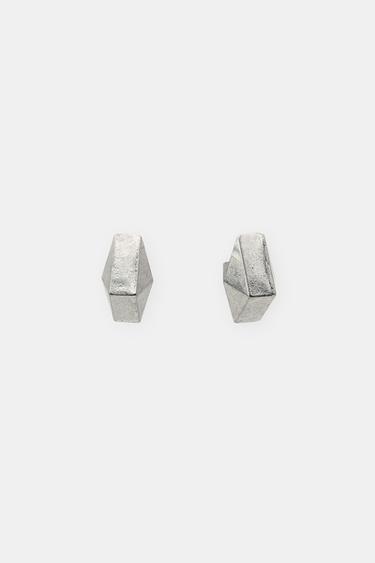 GEOMETRIC HOOP EARRINGS - Silver by Zara