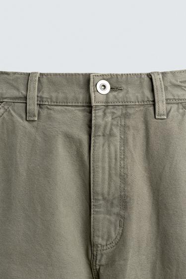 WASHED EFFECT CARPENTER TROUSERS - Light green by Zara - Image 8