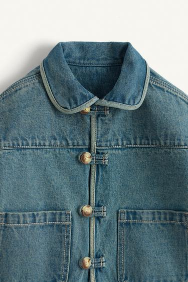 LIMITED EDITION DISTRESSED DENIM JACKET - Navy / White by Zara - Image 8