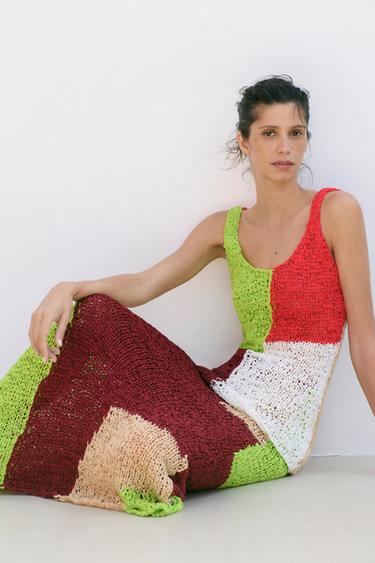 COLOUR BLOCK KNIT MIDI SKIRT - Multicoloured by Zara