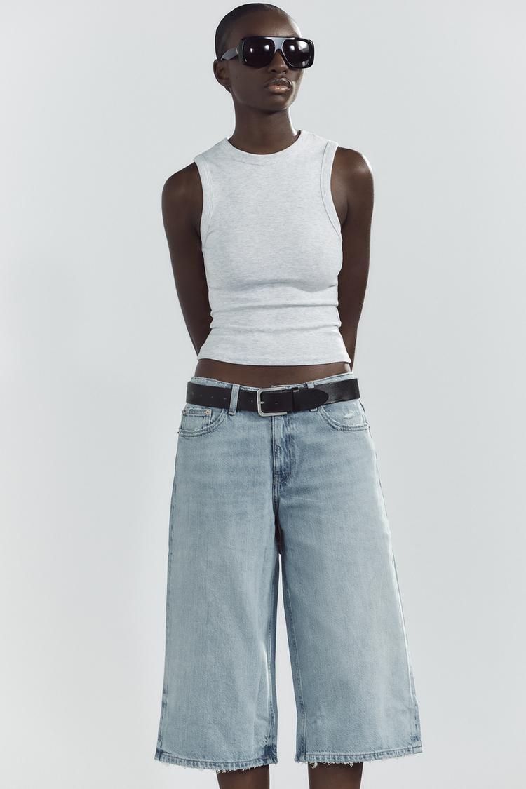 LOW-RISE DENIM JORTS