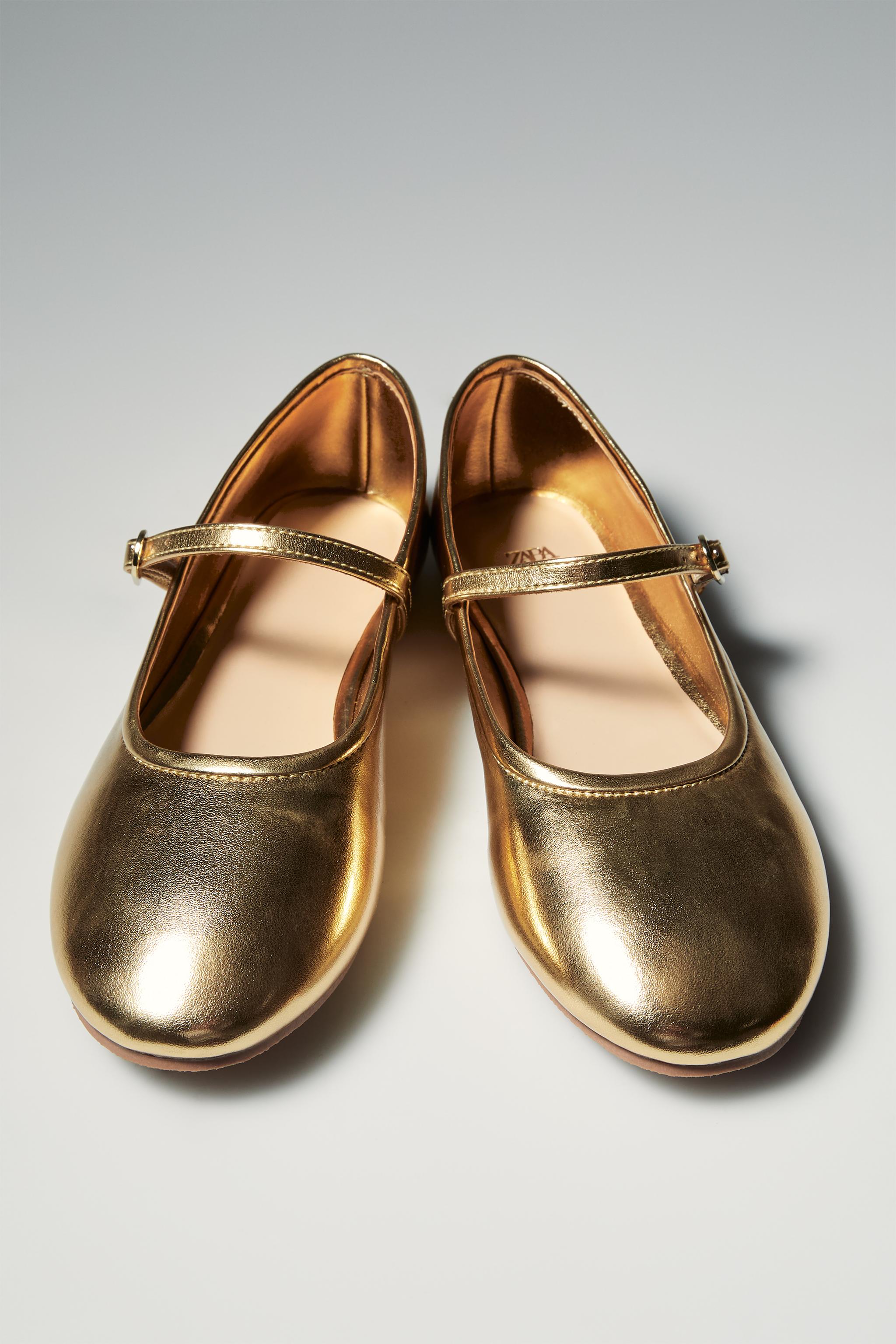 Metallic leather hot sale flats