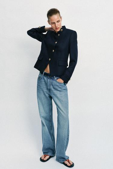 TAILORED BLAZER WITH GOLDEN BUTTON - Navy blue by Zara