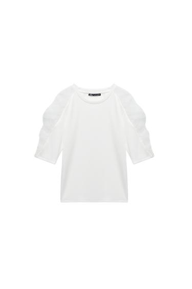 RIBBED ORGANZA T-SHIRT