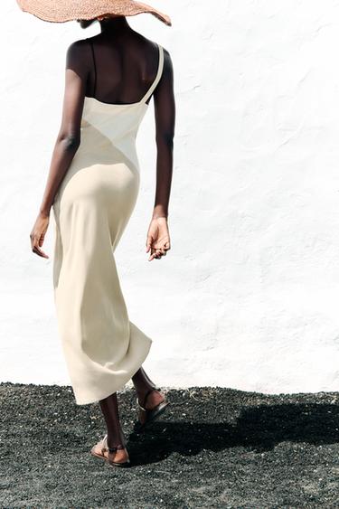 CONTRAST MIDI DRESS - Ecru / Beige by Zara - Image 5