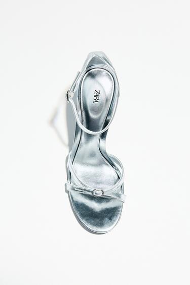 METALLIC HIGH-HEEL SANDALS - Silver by Zara