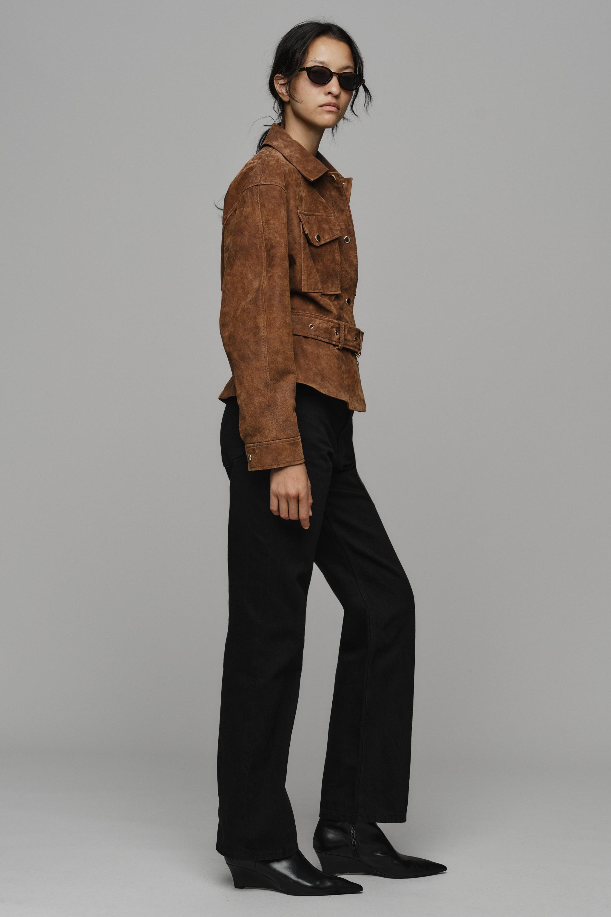 100% LEATHER BELTED JACKET