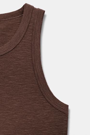 TOP CÔTELÉ SANS MANCHES - rouille-foncé de Zara - Image 7