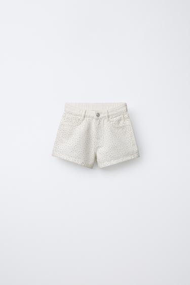 SPARKLY DENIM BERMUDA SHORTS - Oyster-white by Zara - Image 0