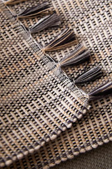 COLOURED NEEDLECORD PLACEMAT (PACK OF 2) - Grey / Tan by Zara - Image 5