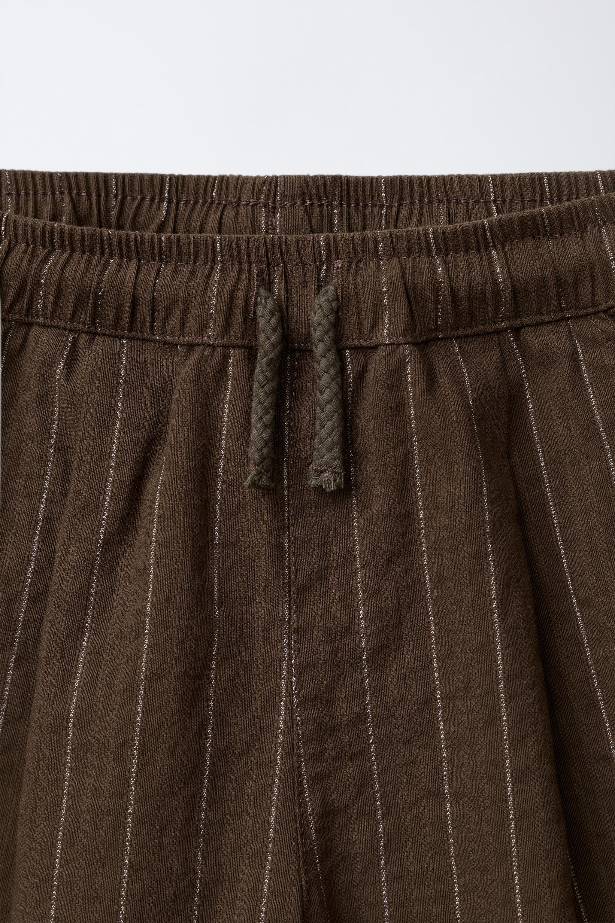 STRIPED TEXTURED BAGGY PANTS