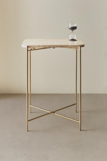 MARBLE SIDE TABLE - Cream by Zara