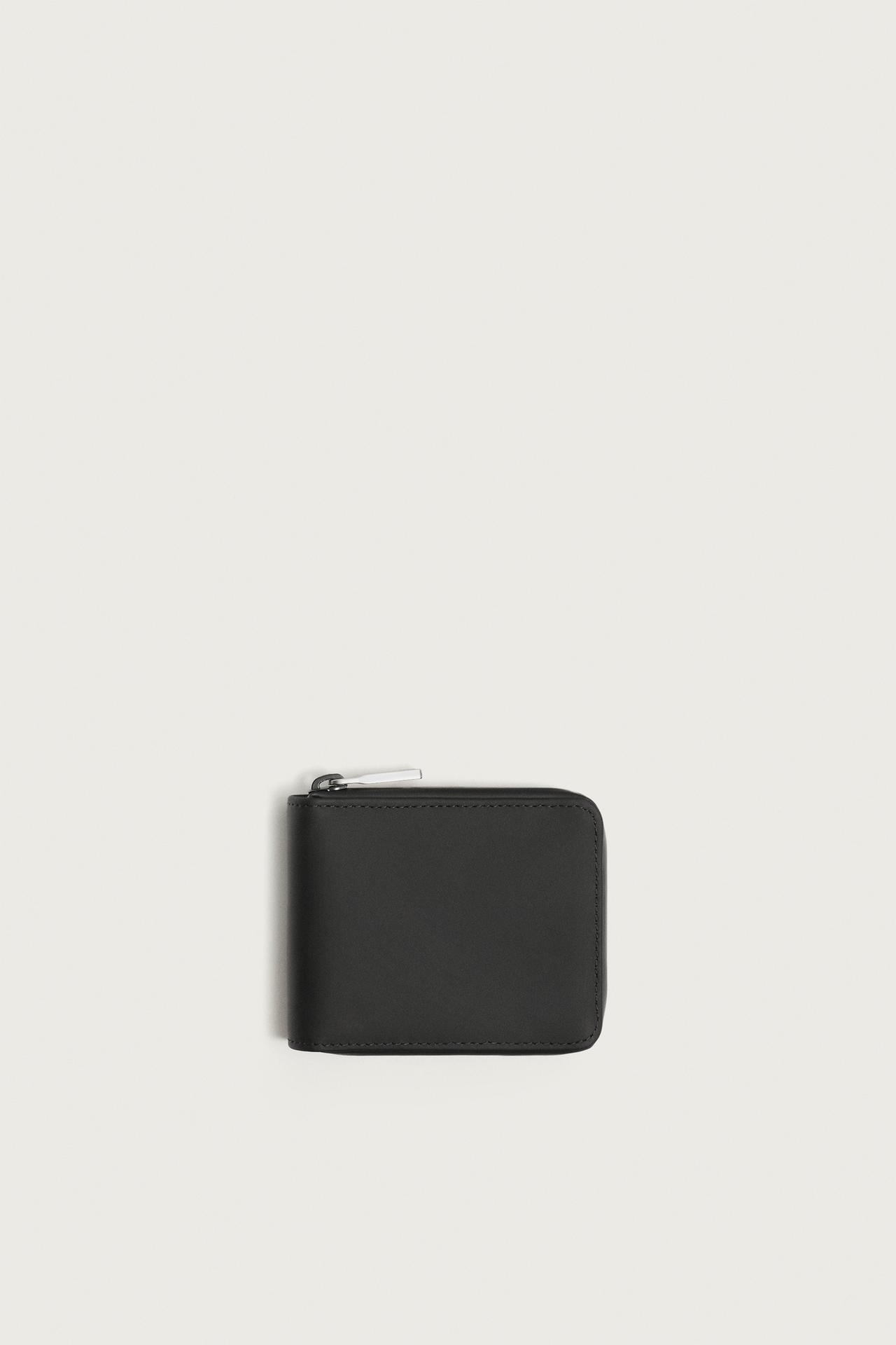 RUBBERIZED ZIP WALLET — Black