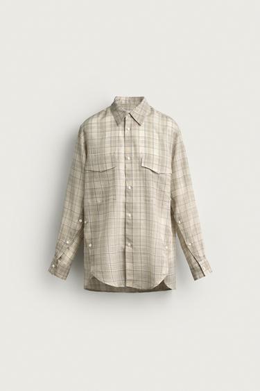 LNG SLV CHCK SHRT - Beige by Zara