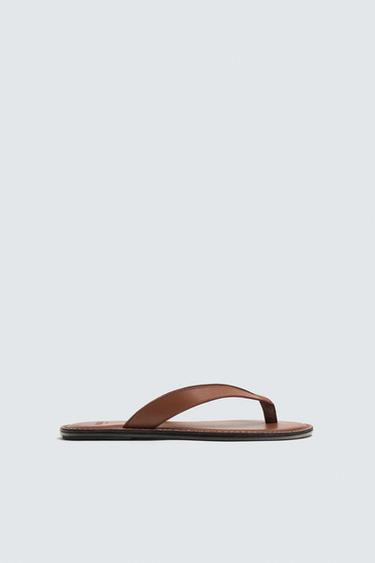 LEATHER LIMITED EDITION SANDALS - Brown by Zara