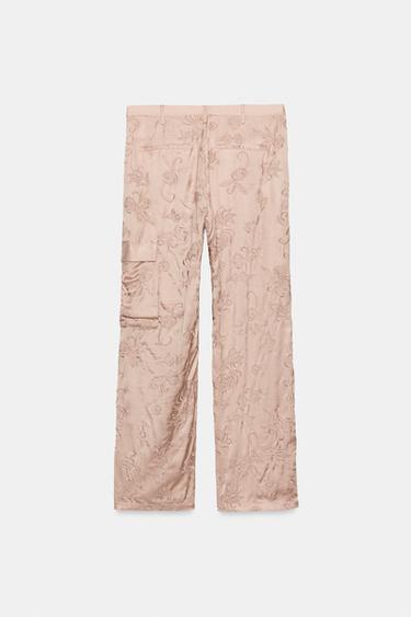 ZW COLLECTION EMBROIDERED CARGO TROUSERS - Pink by Zara - Image 5