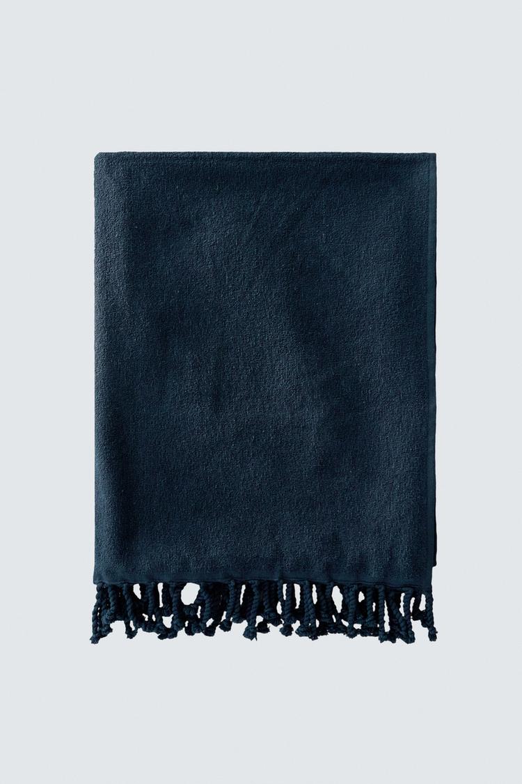 ZARA FRINGED COTTON BEACH TOWEL