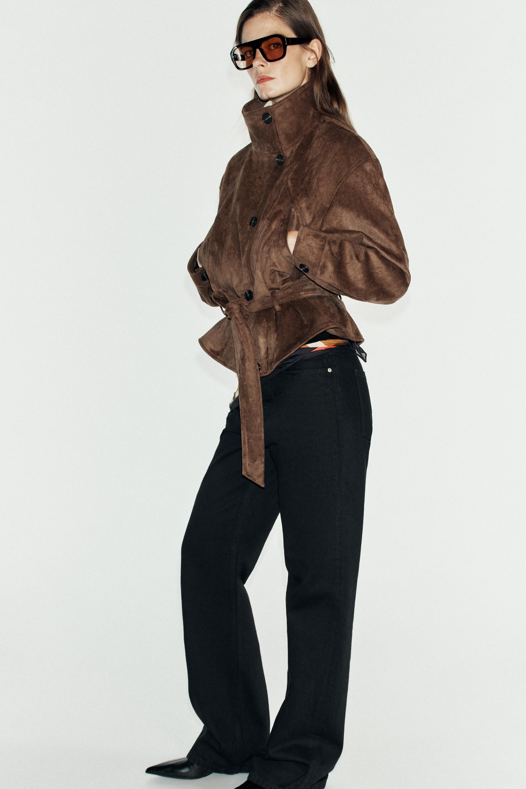 Женские куртки Zara FAUX SUEDE BELTED JACKET — фото 3
