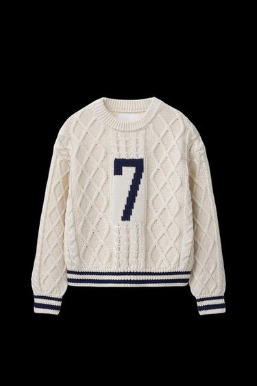 STRICKPULLOVER MIT ZOPFMUSTER - Cremefarben von Zara - Bild 0