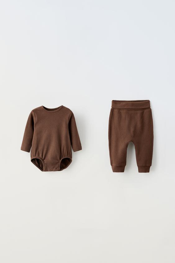 PLAIN RIBBED BODYSUIT AND JOGGERS PACK