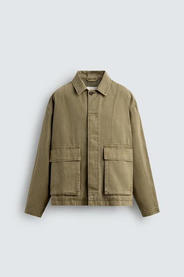 CAMISA AMPLA DENIM EDIÇÃO LIMITADA - Caqui da Zara