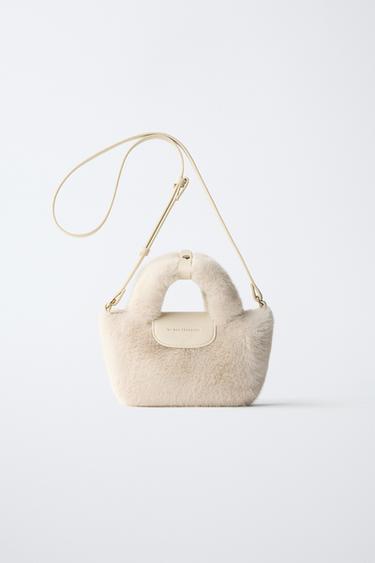 SHEEPSKIN CROSSBODY BAG - Ecru White by Zara
