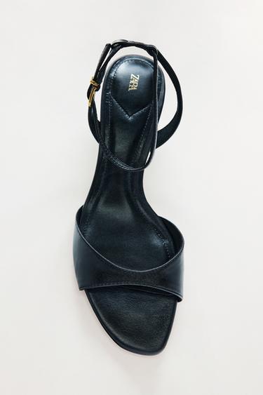 БОСОНІЖКИ НА ПІДБОРАХ З РЕМІНЦЕМ НА ЩИКОЛОТЦІ - Чорний Zara