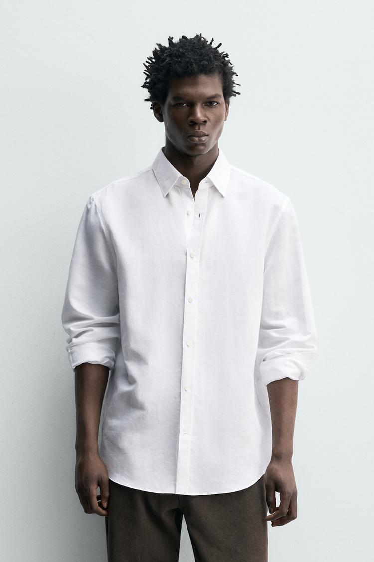 ZARA REGULAR FIT COTTON/LINEN SHIRT