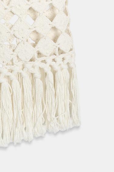 FRINGED CROCHET KNIT SKIRT - Sand by Zara - Image 9