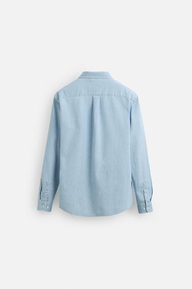 CHEMISE EN JEAN DÉLAVÉ - Bleu clair de Zara - Image 8