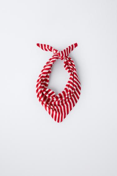 Zara STRIPED KNIT BANDANA - Red