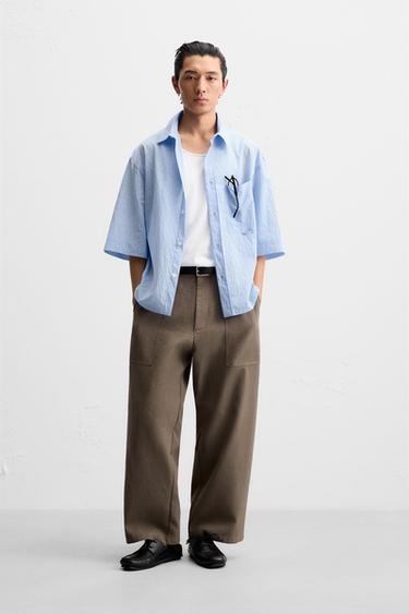 STRIBET SKJORTE - himmelblå fra Zara - Billede 0