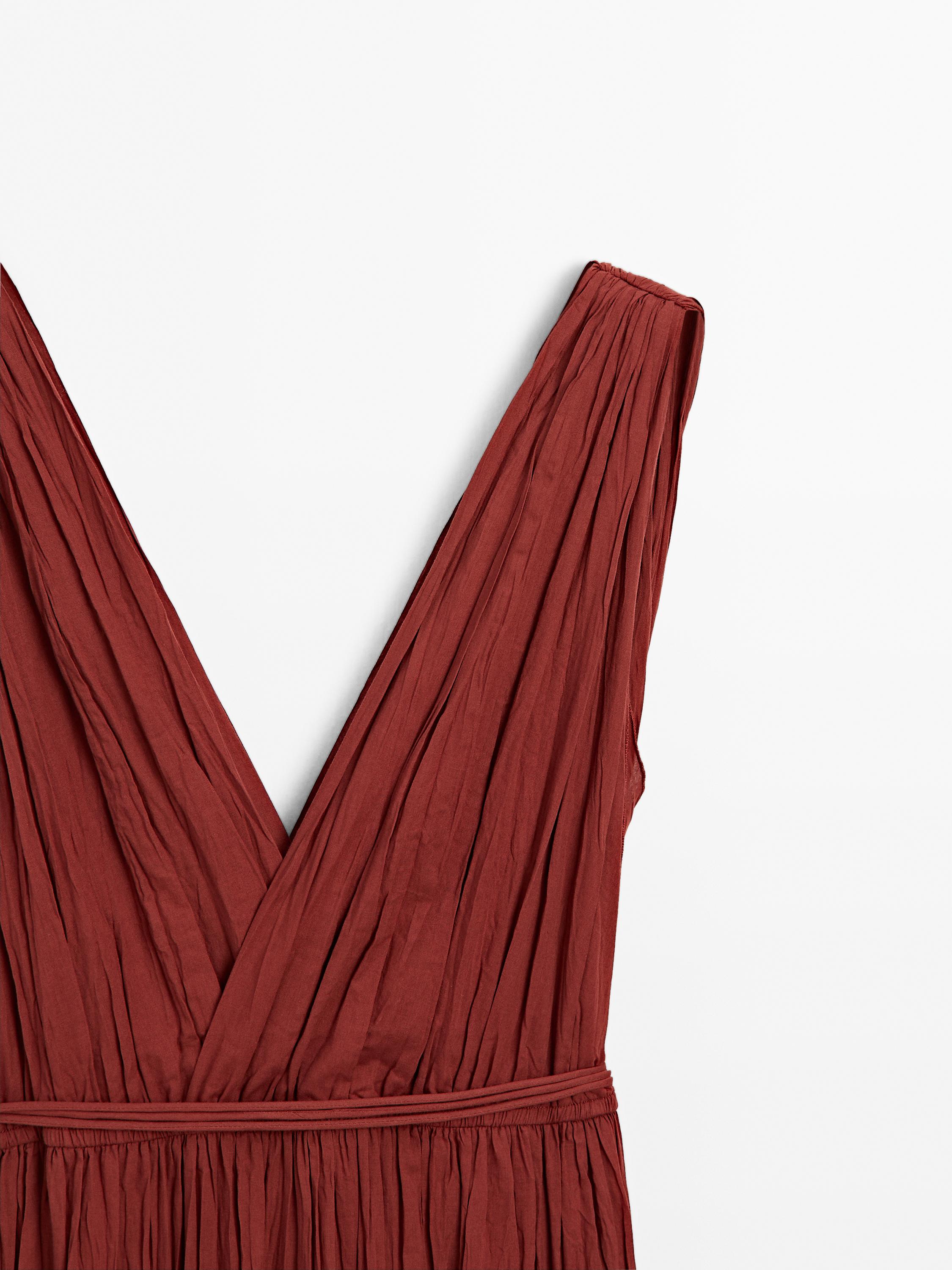 Robe longue plissée 100 % coton