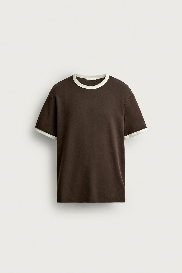 RINGER BASIC CONTRAST RIBBED T-SHIRT