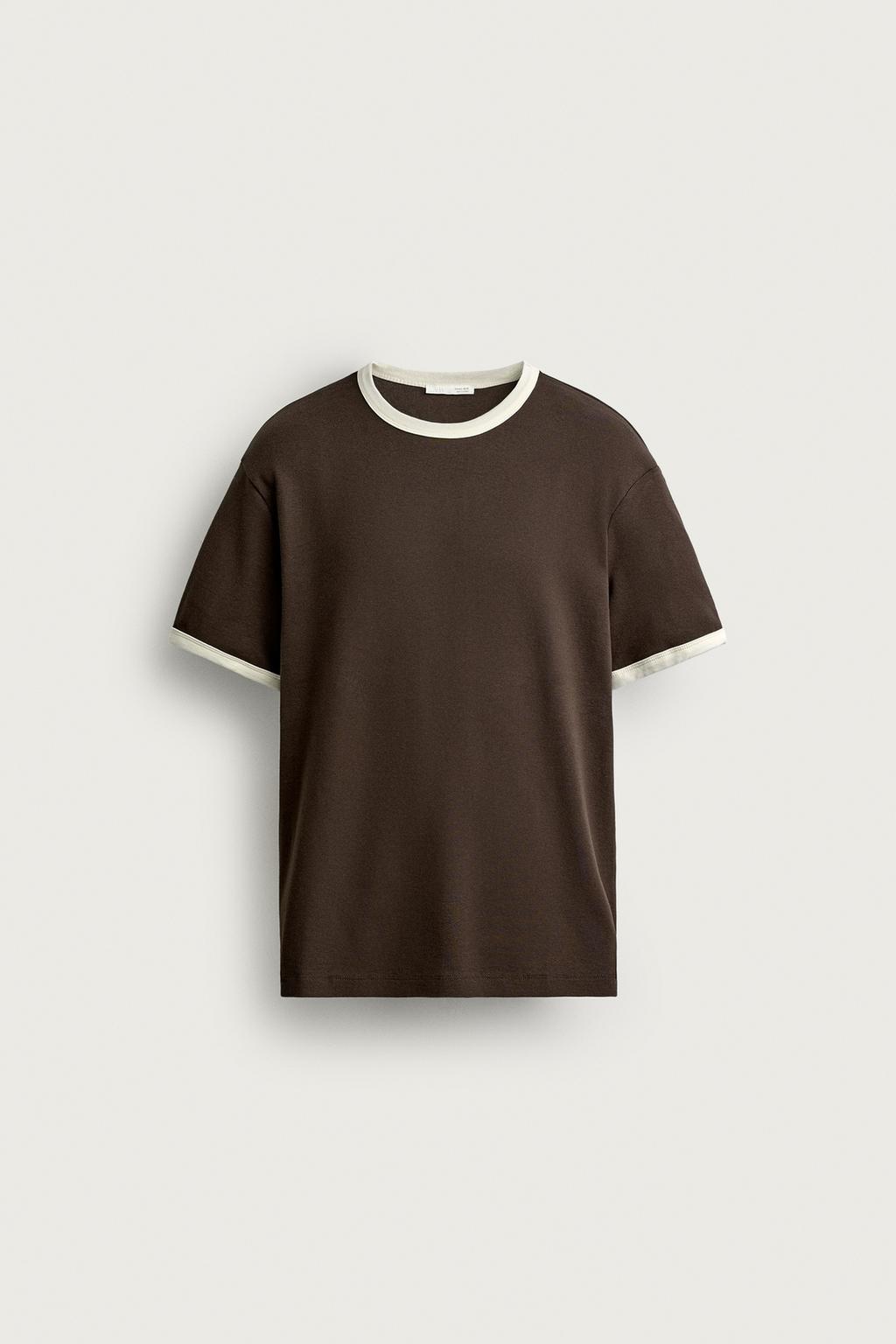 RINGER BASIC CONTRAST RIBBED T-SHIRT