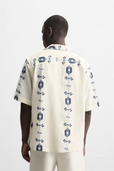 CHEMISE JACQUARD CONTRASTE - Indigo de Zara - Image 2