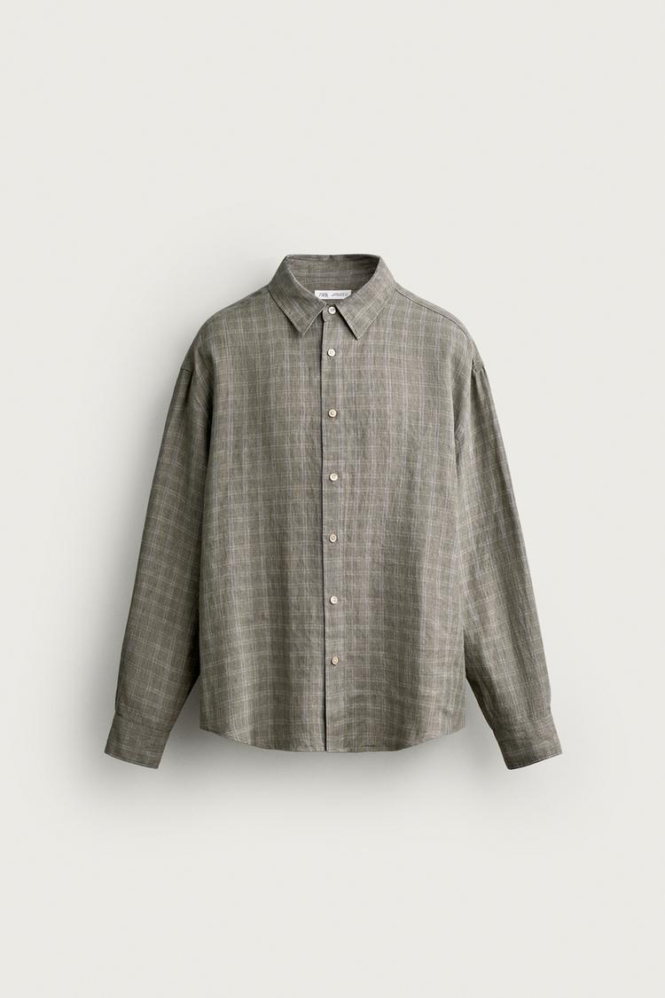Camisa cuadros 100 lino