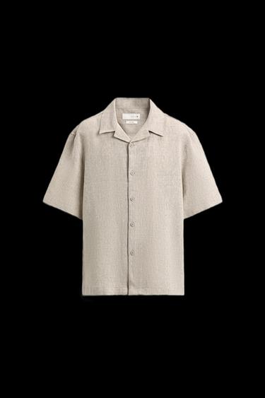 100% LINEN RELAXED FIT SHIRT - Light beige by Zara