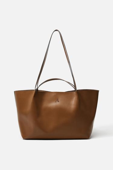 Zara BUCKLED TOTE BAG - Brown