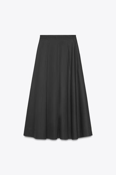 FALDA MIDI PLIEGUES - Negro de Zara - Imagen 0