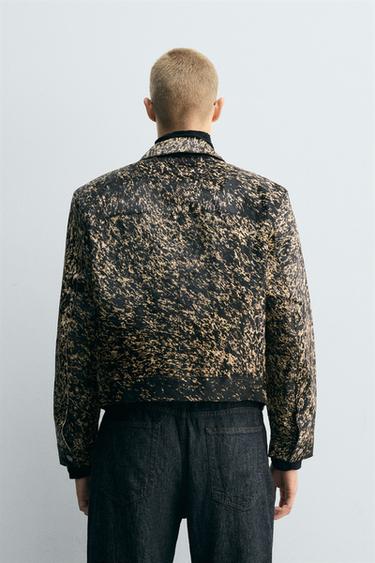PRINTED SHEEPSKIN LEATHER JACKET - Black / White by Zara - Image 3