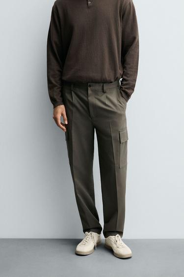 PLEATED CARGO TROUSERS - Khaki by Zara - Image 1