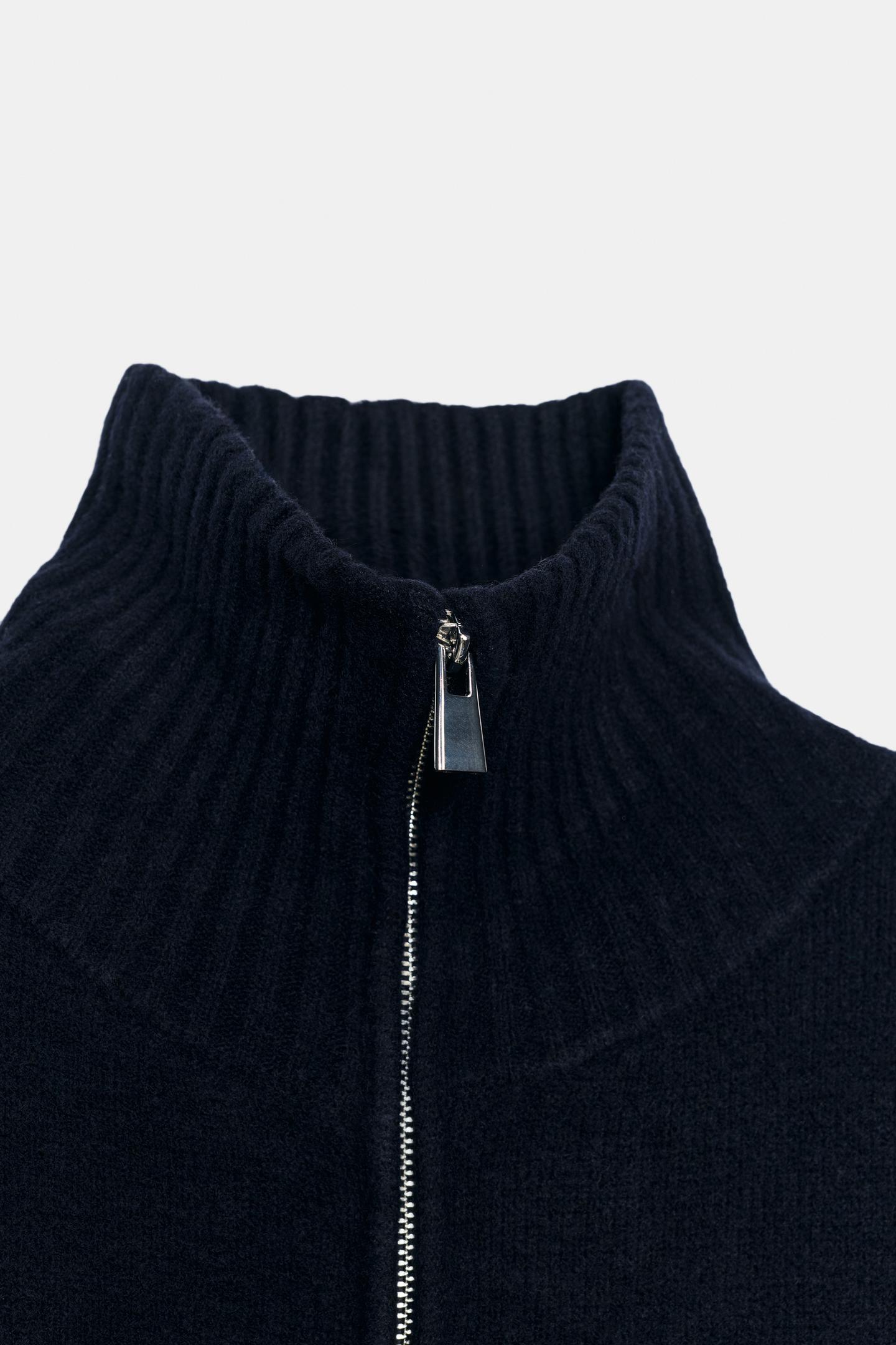 Женский кардиган Zara High Neck, цвет: Тёмно-синий — фото 11