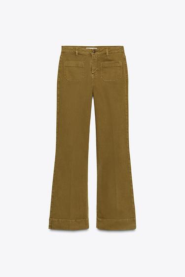 Zara Z1975 HIGH-WAISTED PATCH POCKET JEANS - Oil