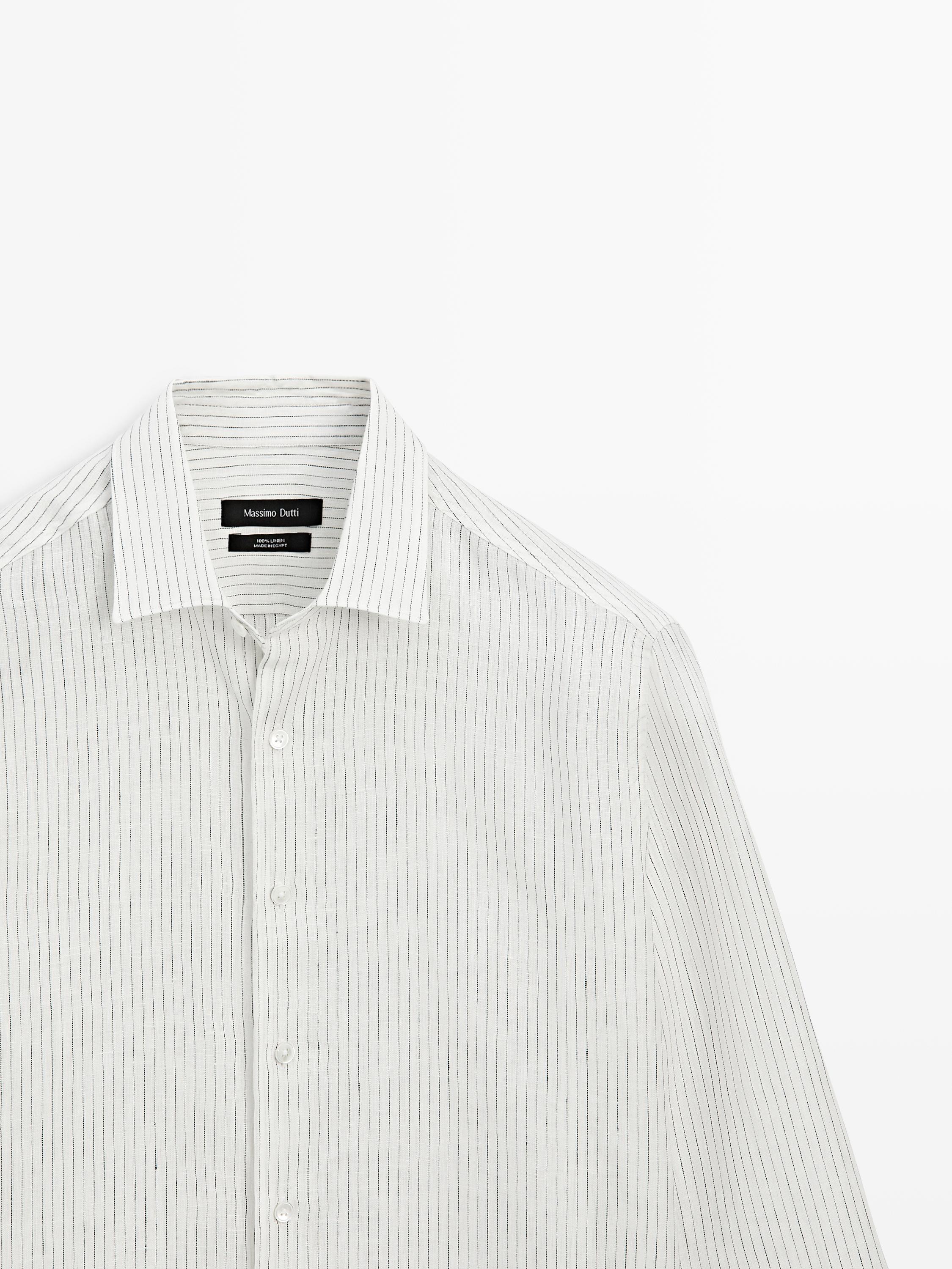 Chemise regular fit à rayures en lin
